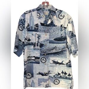 Reyn Spooner Hawaiian Aloha Shirt Mens S Small Pearl Harbor Hickam Naval Base
